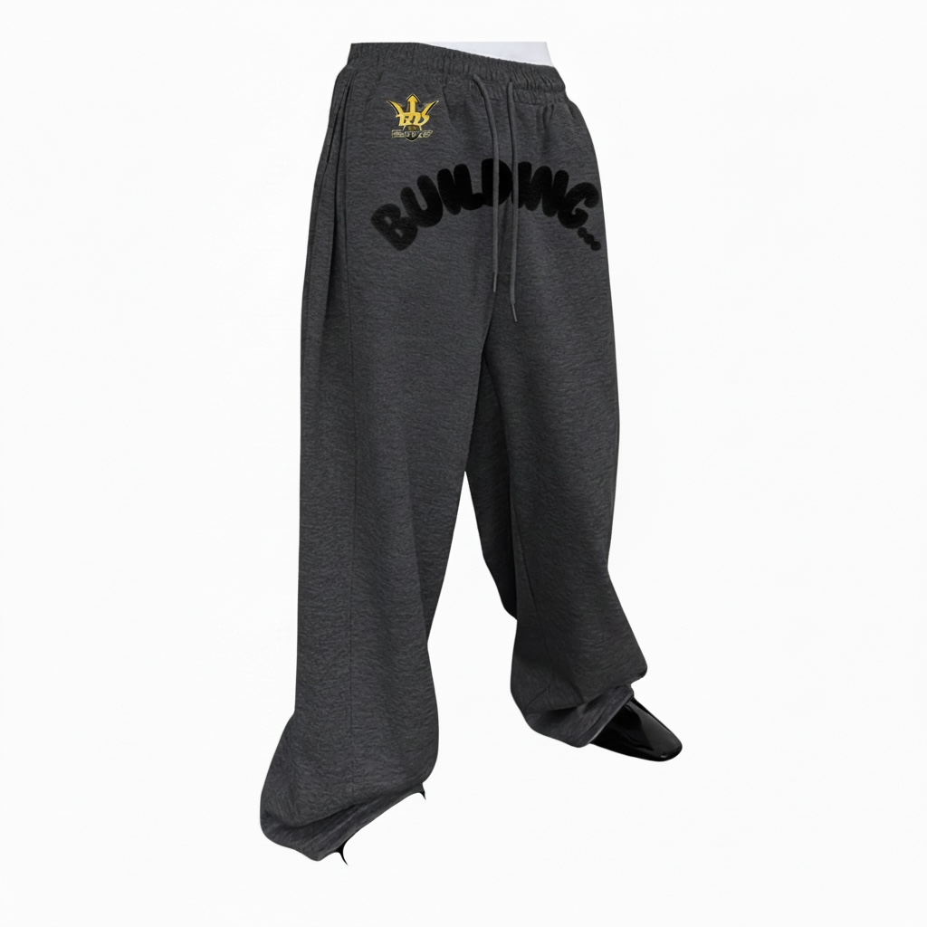 Wide Leg (BAGGY) sweat pants - "DARK GREY BUILDING..." (Exclusive)