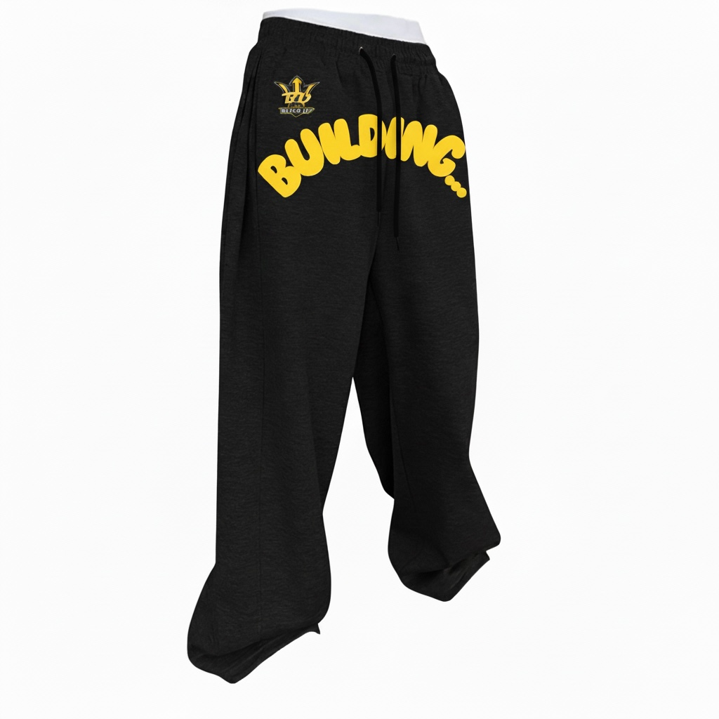 Wide Leg Sweat Pants (BAGGY) - "BLACK BUILDING..." (EXCLUSIVE)