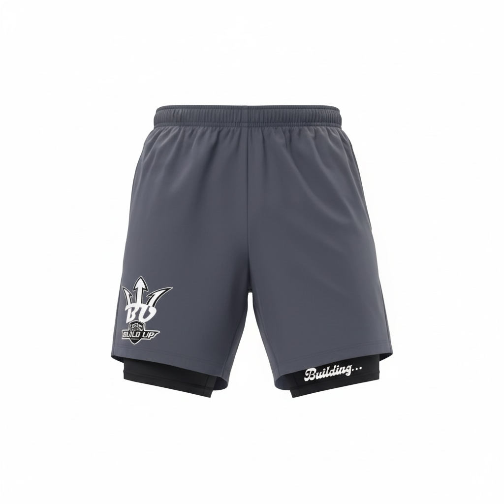 Grey "BU" Running Shorts Quick Dry 5 Inch Lightweight Workout Gym Shorts with Liner and Pockets Black,Large