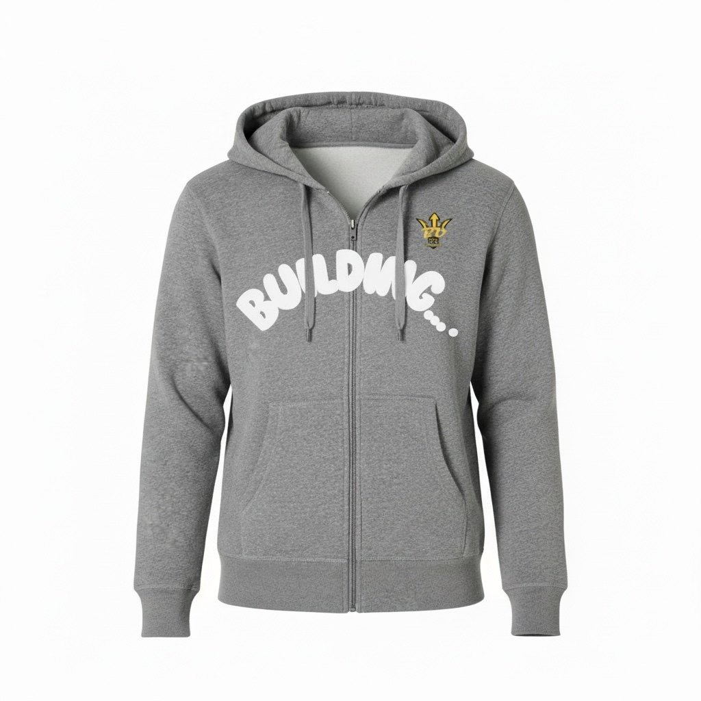 Full-Zip Fleece (GREY) Hoodie- "BUILDING..."